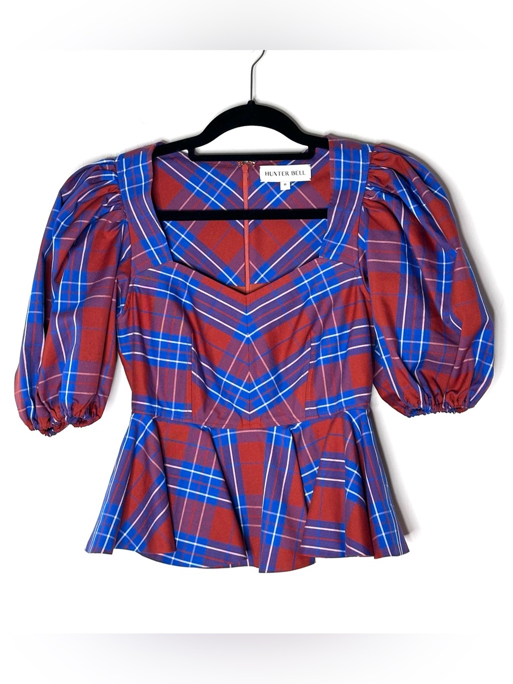 New!! Hunter Bell Kaia Stretch Plaid Peplum Top & Carson Pants Set Size 0 - Picture 3 of 9